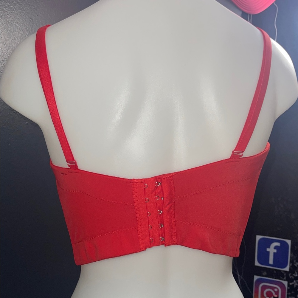 Red Rhinestone Embellished Women's Top - Picture 3 of 4